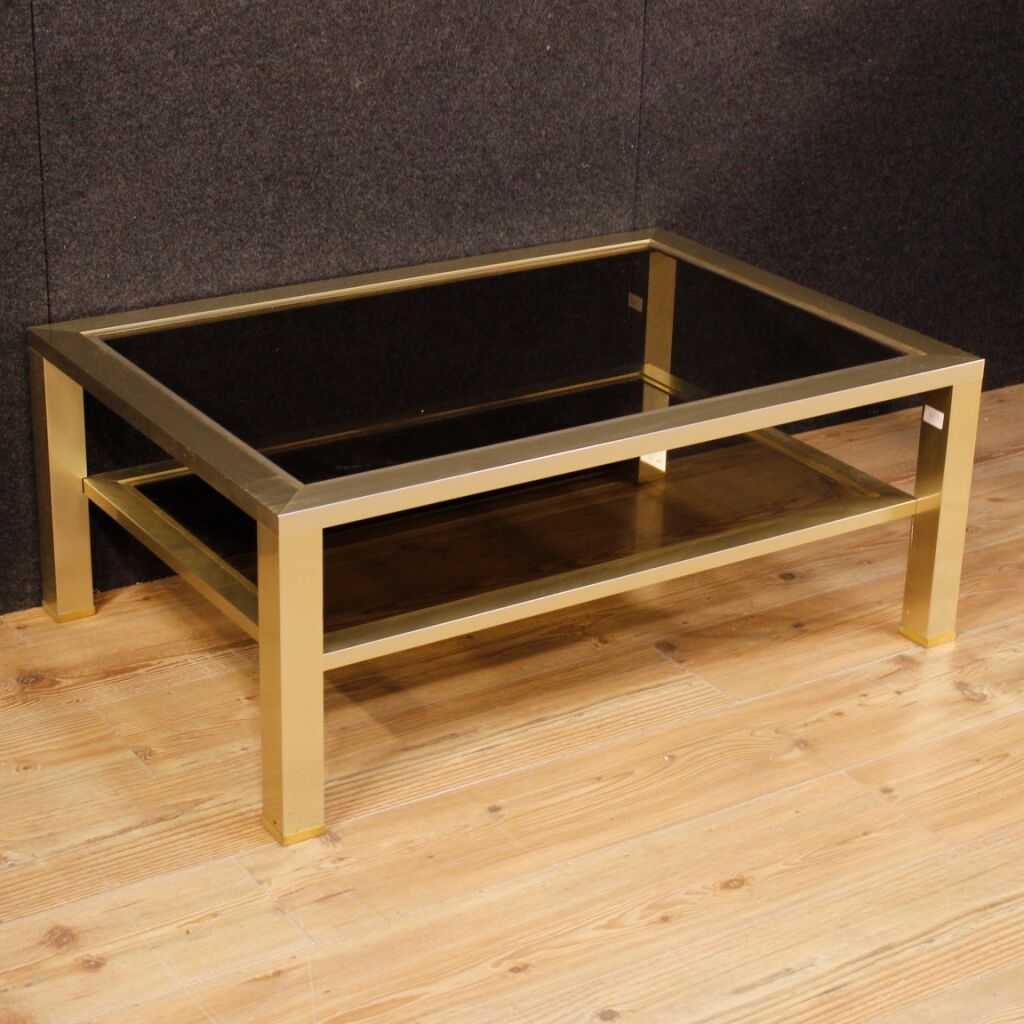 French design coffee table in glass and metal