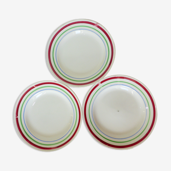 3 assiettes plates vintage en porcelaine