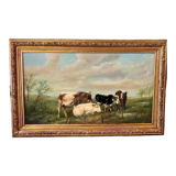 Painting by Henry Schouten cows in the pasture