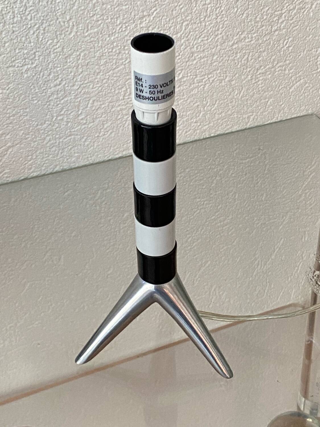 Lamp base, rocket shape, Deshoulières porcelain