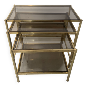 Suite de trois tables - verre laiton