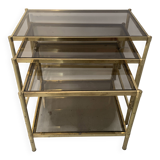 Set of three nesting tables in brass and smoked glass, 20th century