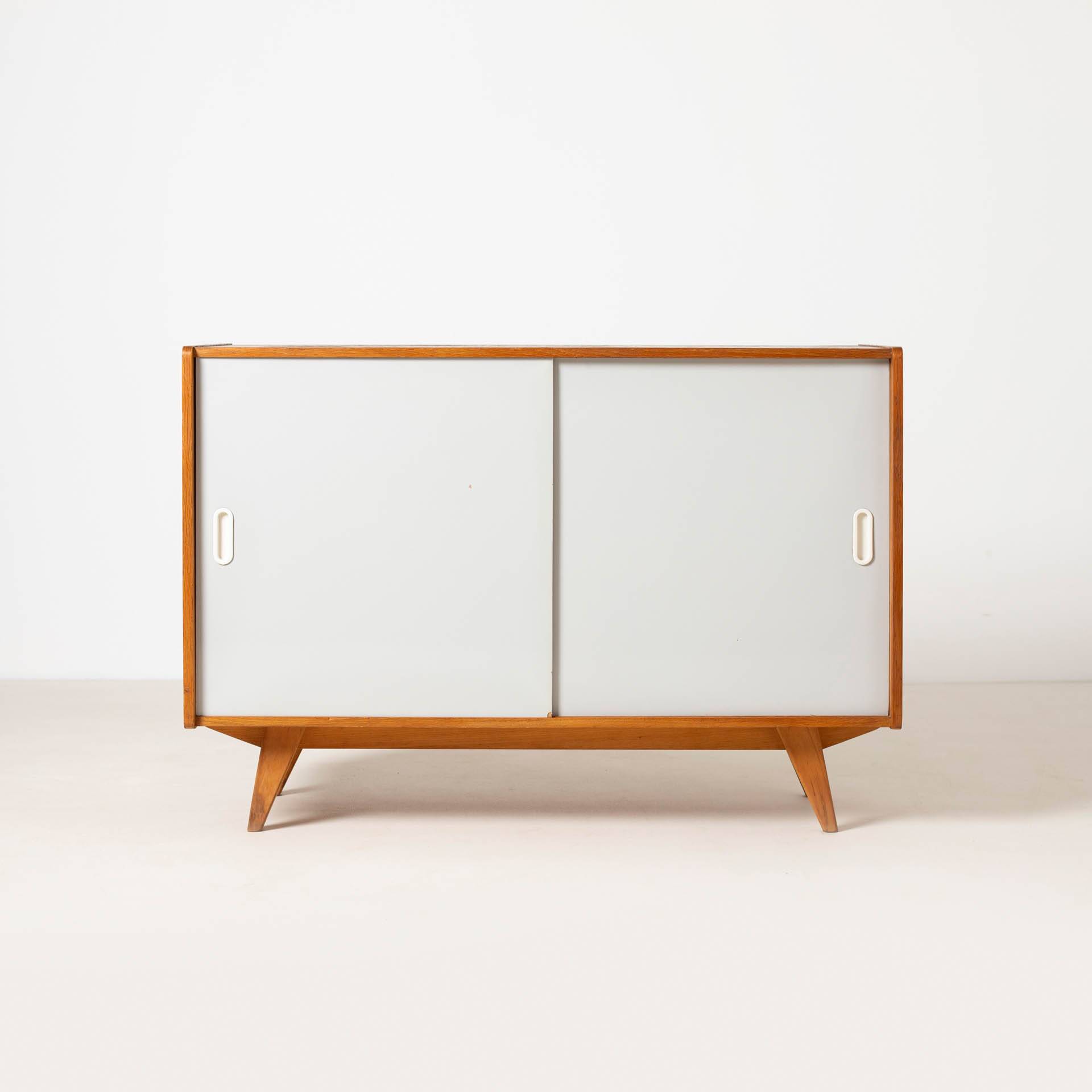 1 of 2 Jiri Jiroutek sideboard with sliding door, Czechoslovakia, 1960s