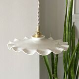 Ruffled opaline pendant light