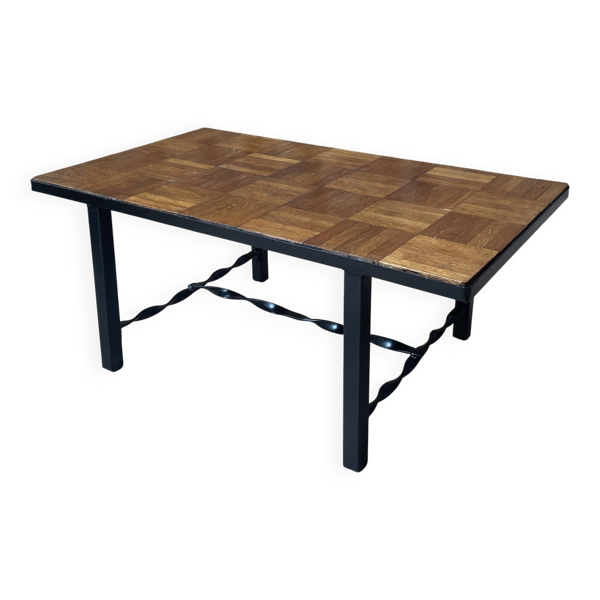Table basse plateau bois marqueté