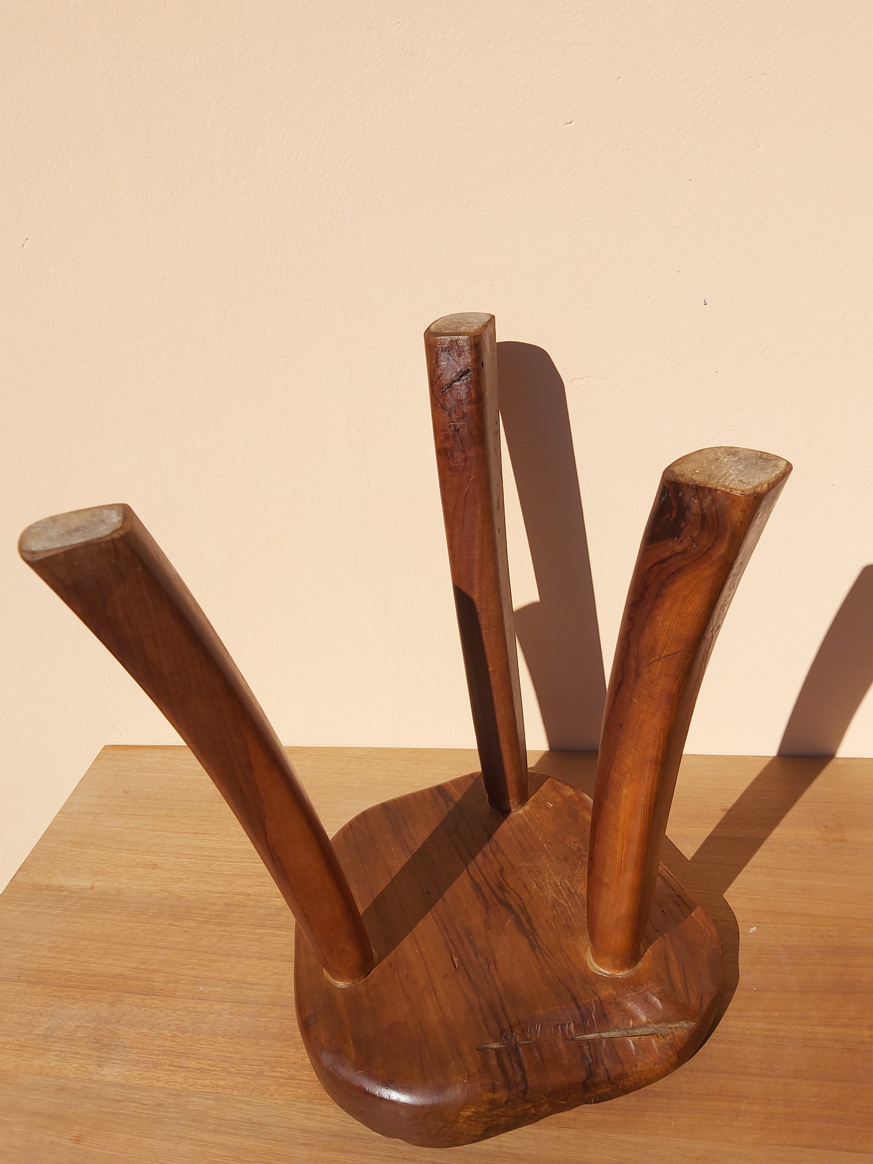 Vintage olive wood tabouret