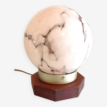 Globe bedside lamp in marbled pink opaline / art deco style