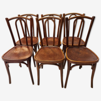 Suite de 6 chaises de bistrot Baumann années 1920