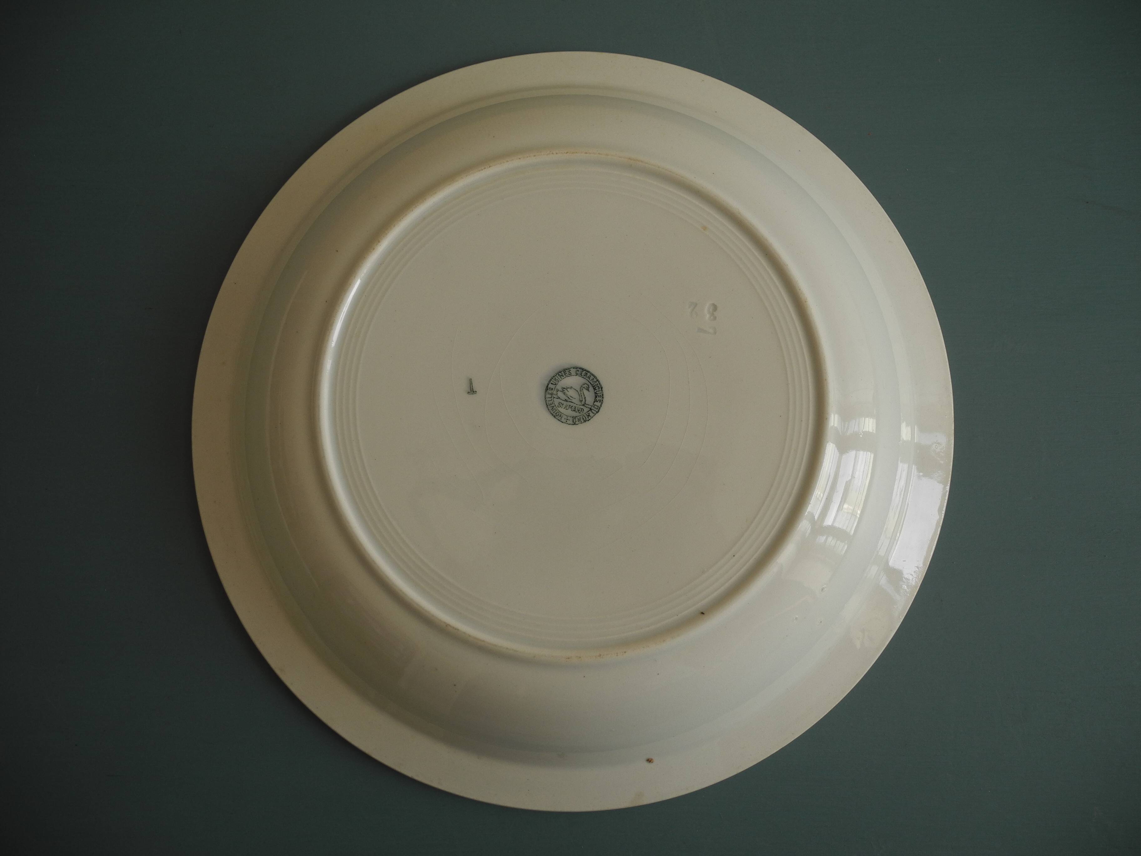 large old hollow dish St Amand art table antique French earthenware dish