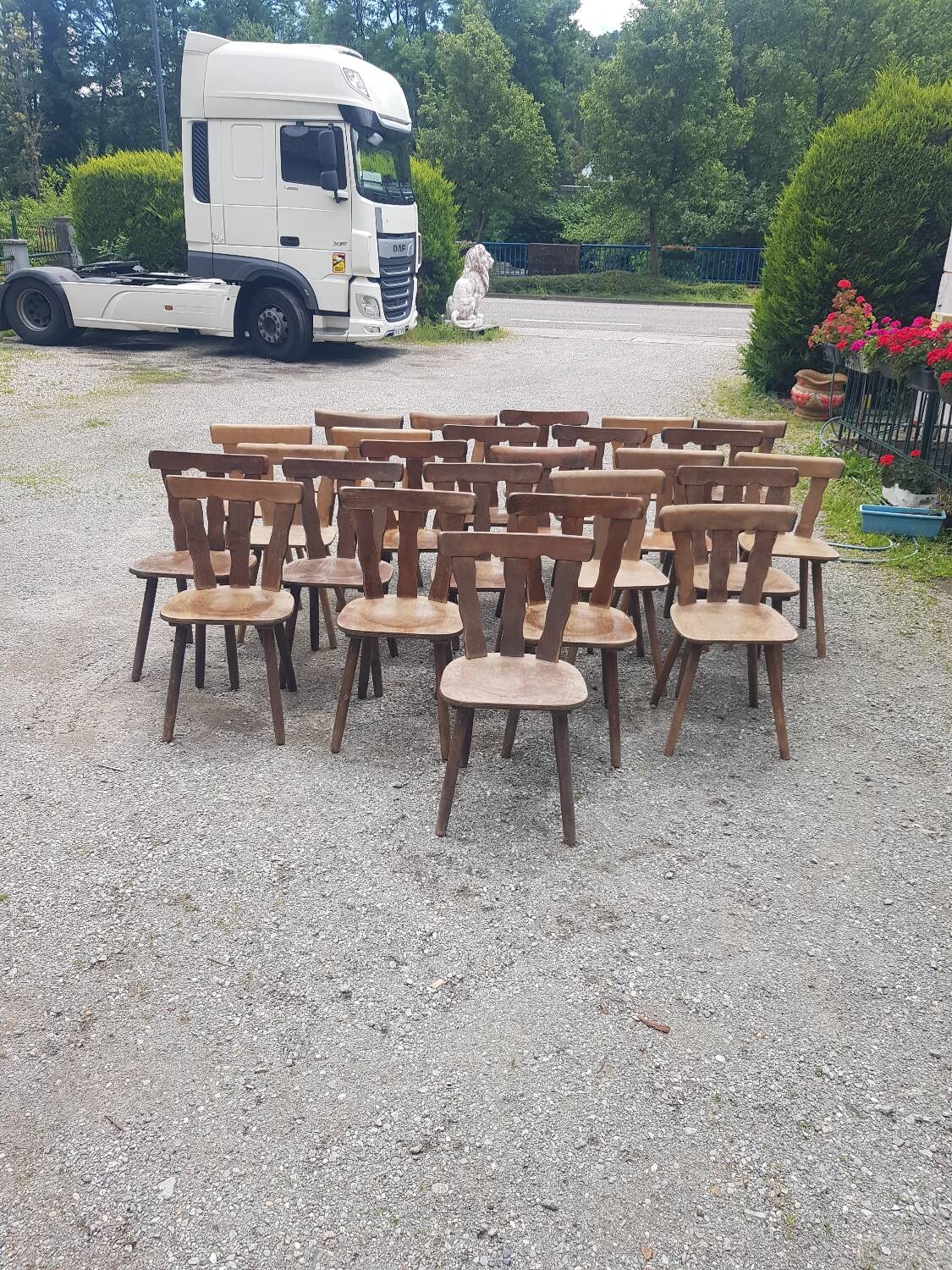 Old bistro chairs in solid oak wood
