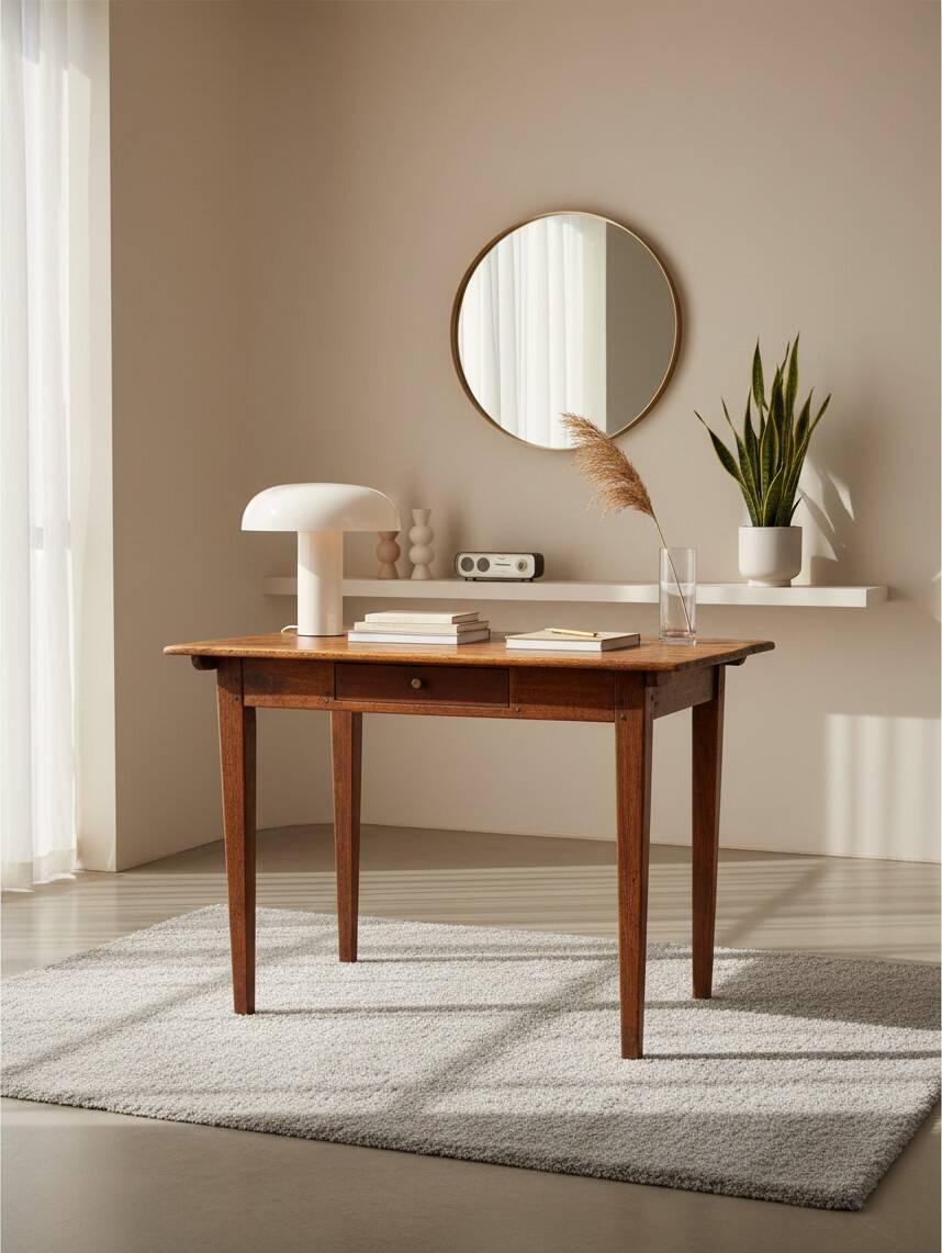 Petite table de ferme rustique en bois massif – Fin XIXe / Début XXe