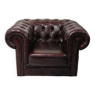 Burgundy Chesterfield armchair