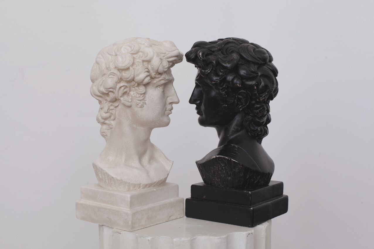 David head in black waxed plaster