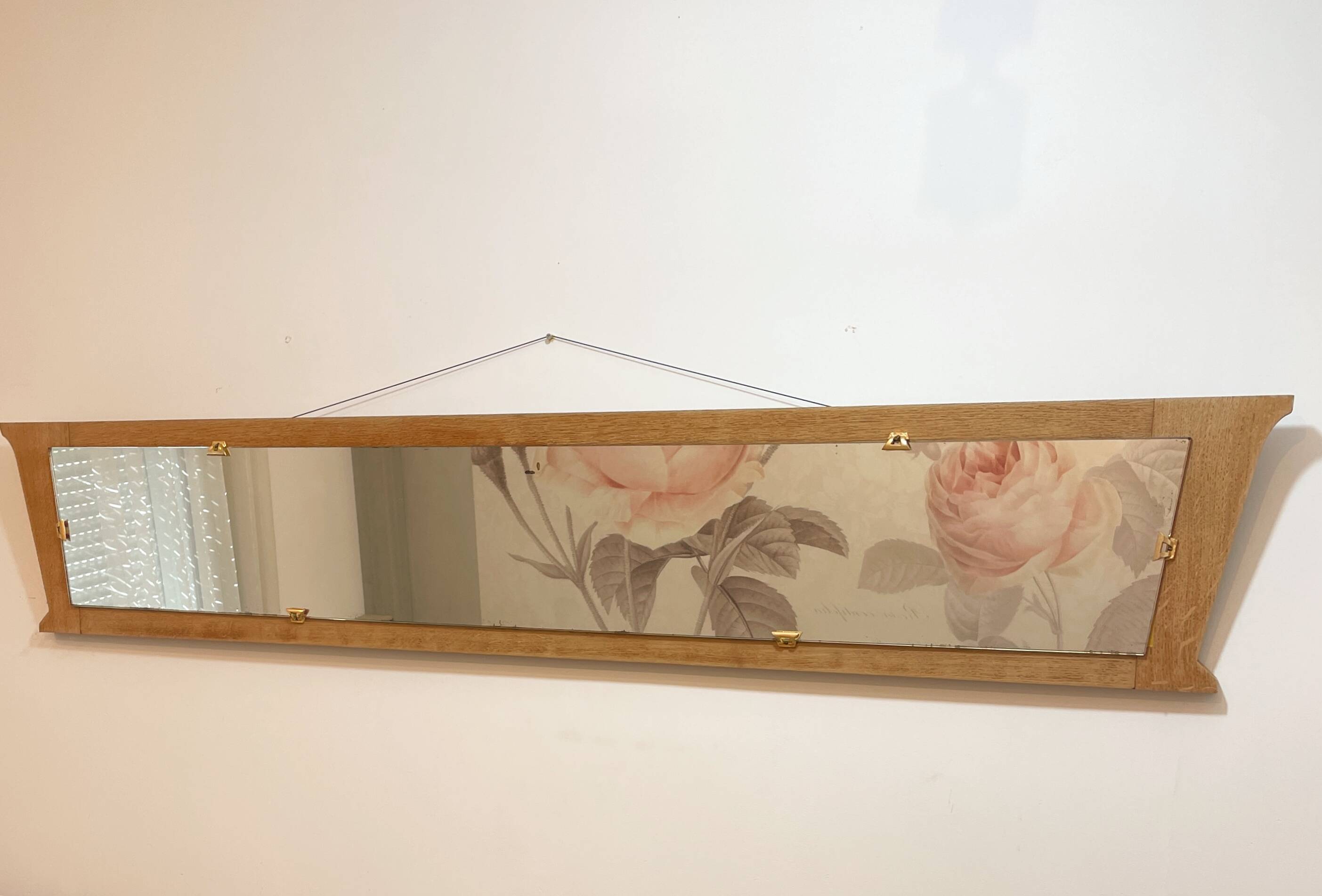 Trapezoidal oak mirror - 182x32cm