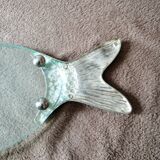 Serving plate for salmon fish dish silver plate and thick glass tray