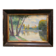 Antique painting, landscape study of reflections on water, 20th century