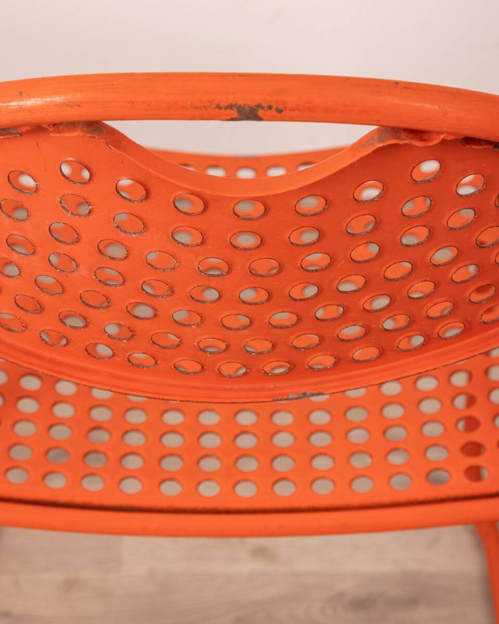 Pair of vintage red garden chairs from the 70s, italian design