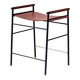 Contemporary Bar Stool Leather Cognac and Black Rubber Metal