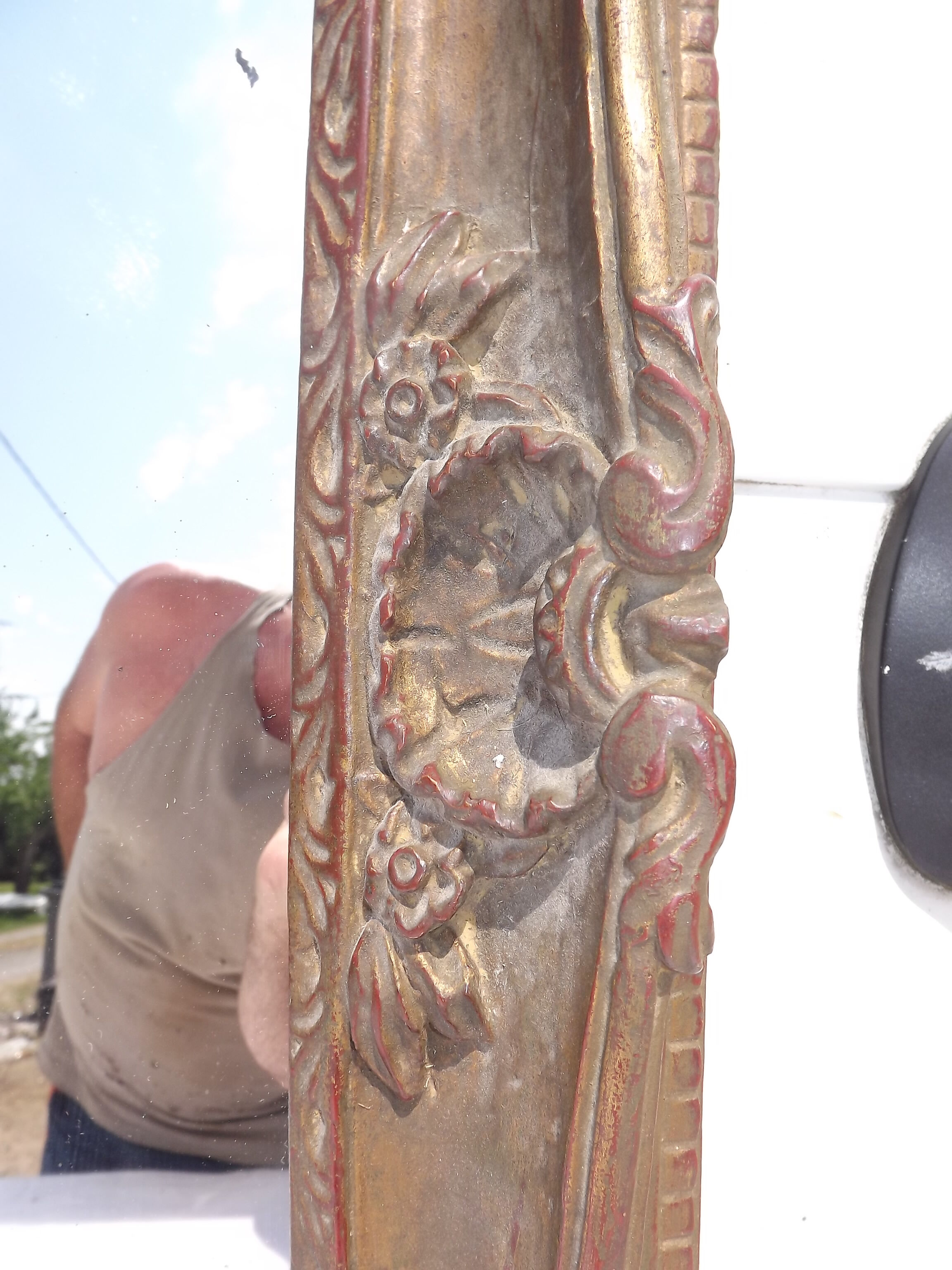 Golden mirror 19 th wood and stuk