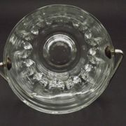 Vintage French heavy cut glass ice bucket with silver metal carry handle 4504.