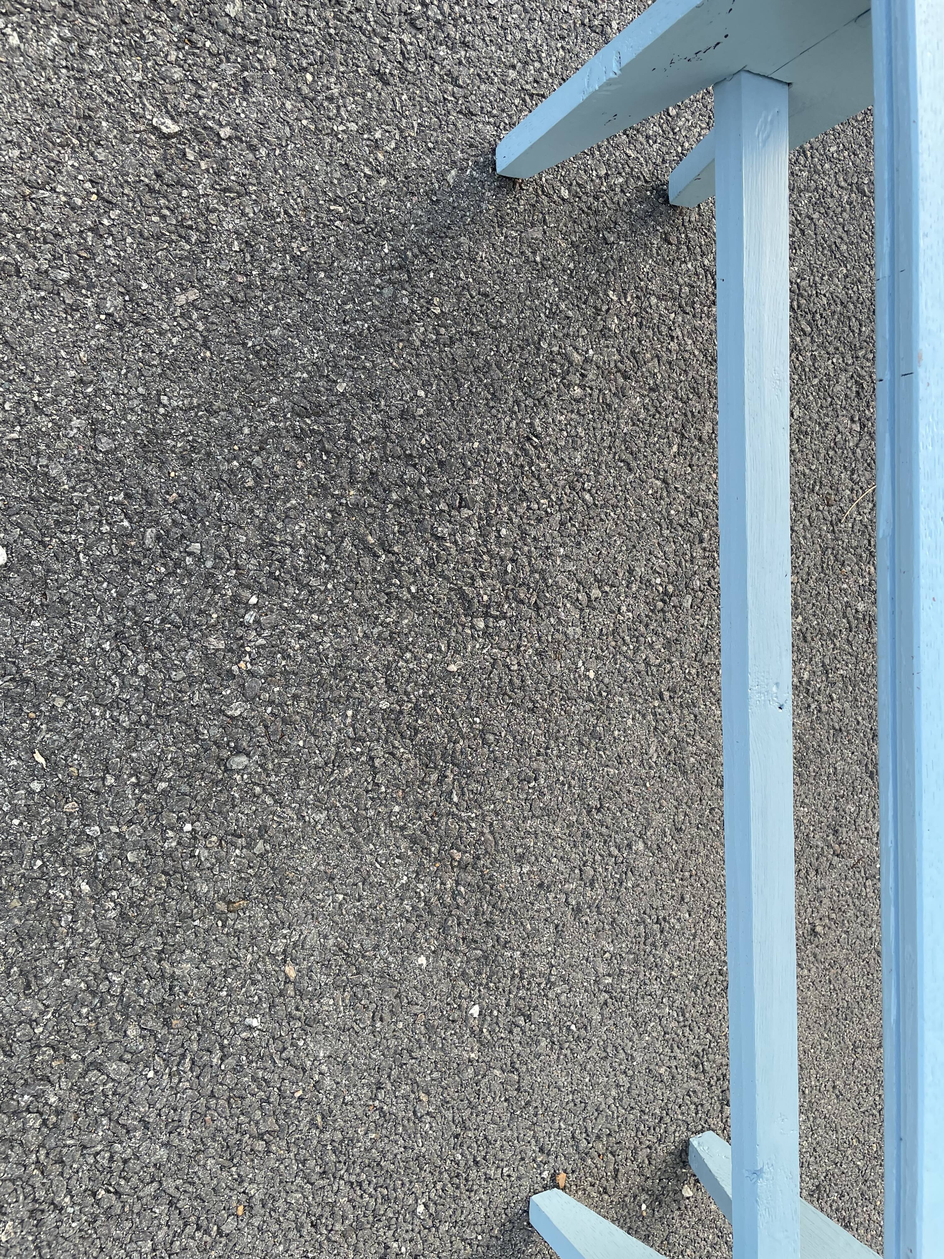 Blue painted wooden bench