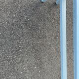 Blue painted wooden bench