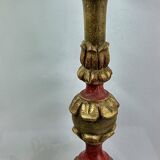 Large polychrome wooden lamp base 53.5 cm high from the socket.