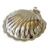 Silver metal shell butter dish, 1950s