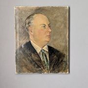 Old oil painting portrait of a man from the 20th century