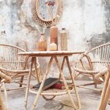 Rattan armchairs and table