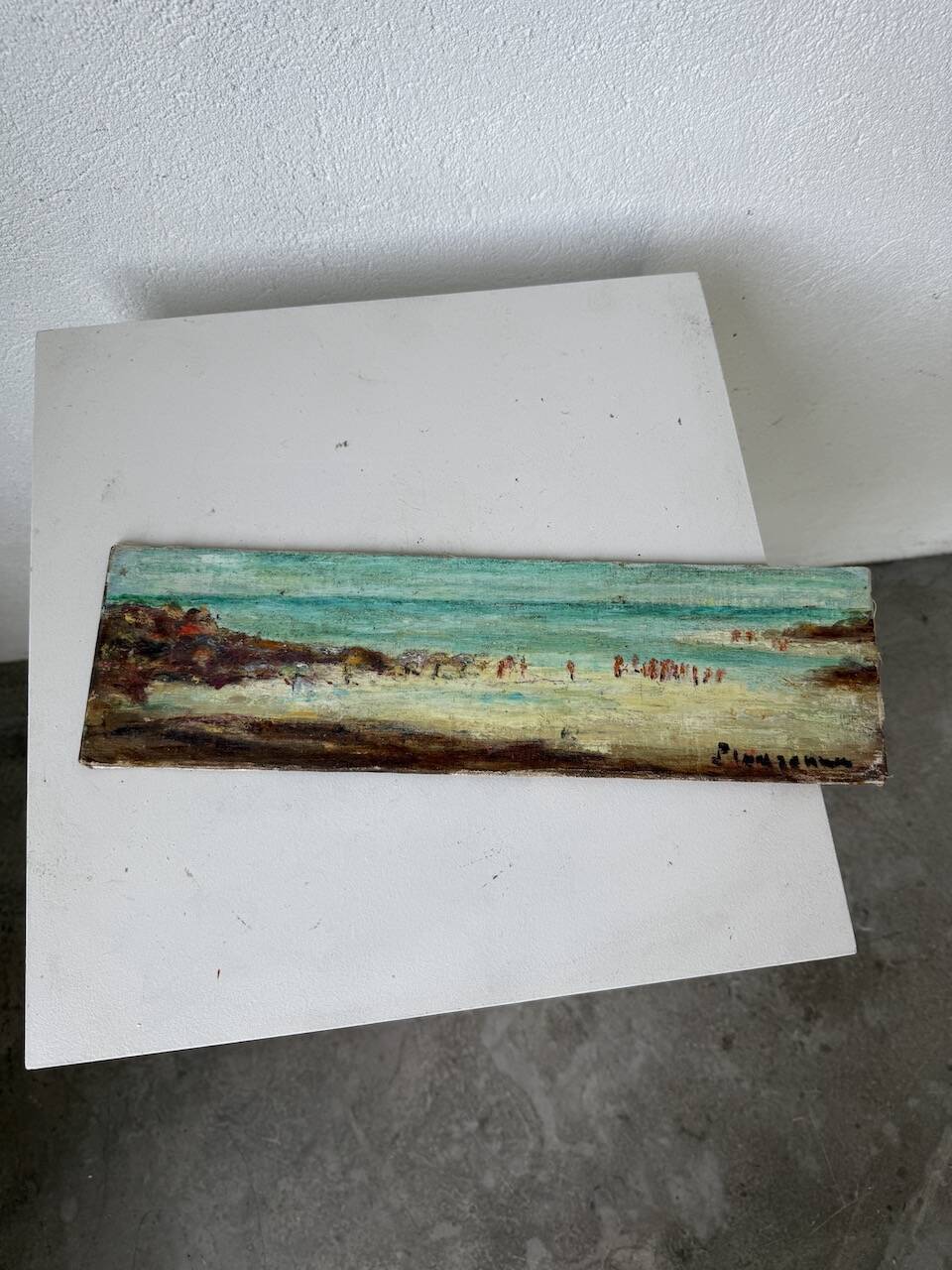 Small old oil painting "beach"