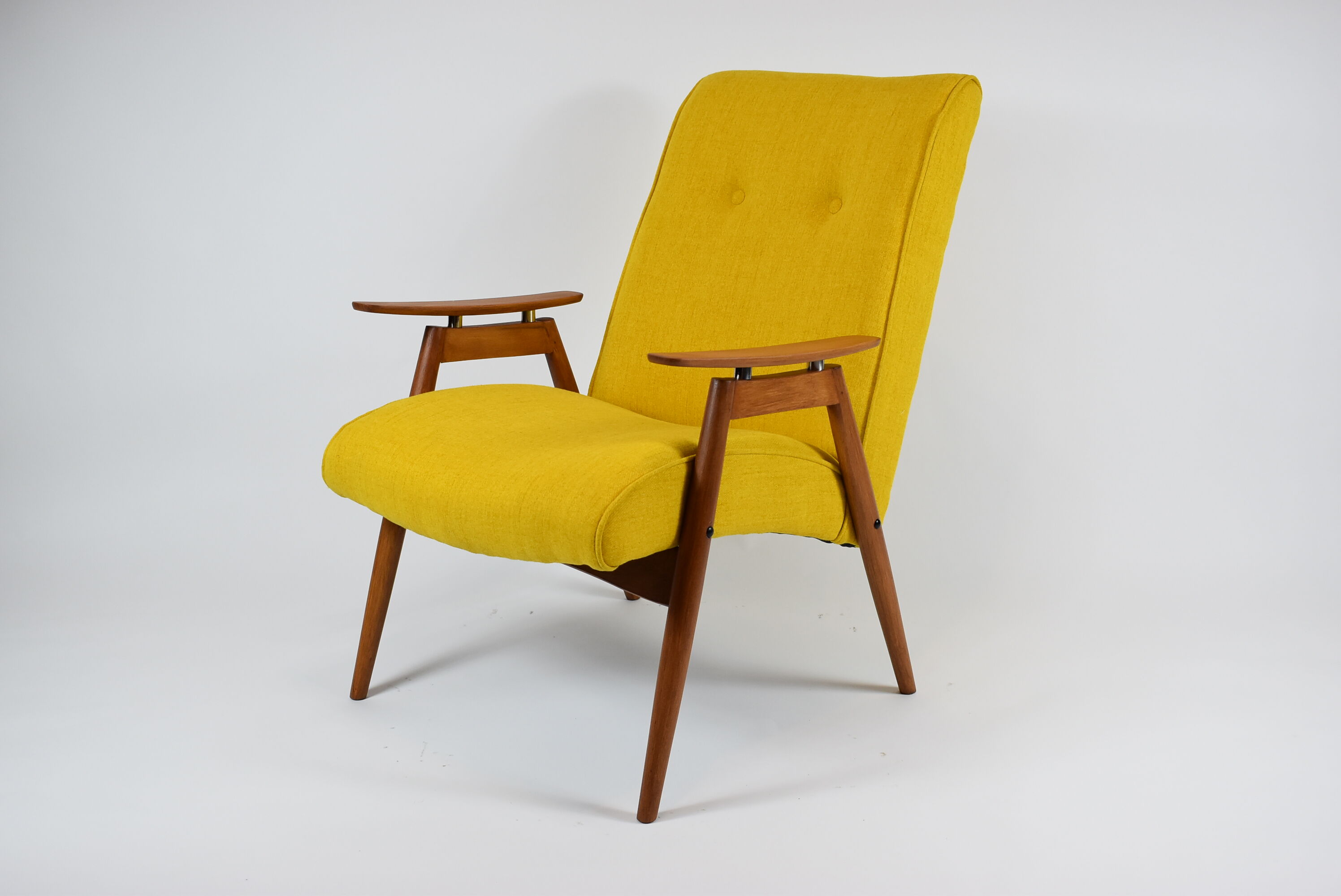 Czech original armchair TON, type 6950, 1960s, yellow, restored