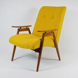 Czech original armchair TON, type 6950, 1960s, yellow, restored