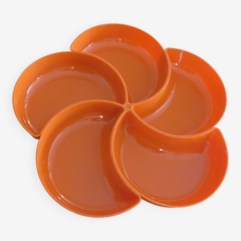 Ramekin for aperitif in orange plastic 1970