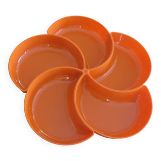 Ramekin for aperitif in orange plastic 1970