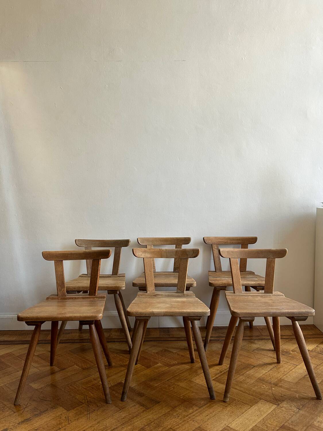 Set of 6 primitive folk art chairs