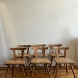 Set of 6 primitive folk art chairs