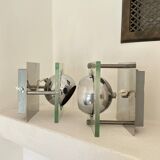 Set of 2 vintage chrome Space Age eyeball wall lights - 70s