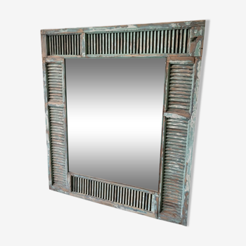 Miroir bois persiennes, 145x127 cm