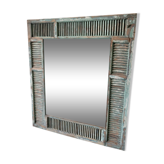 Wood louvered mirror, 145x127 cm