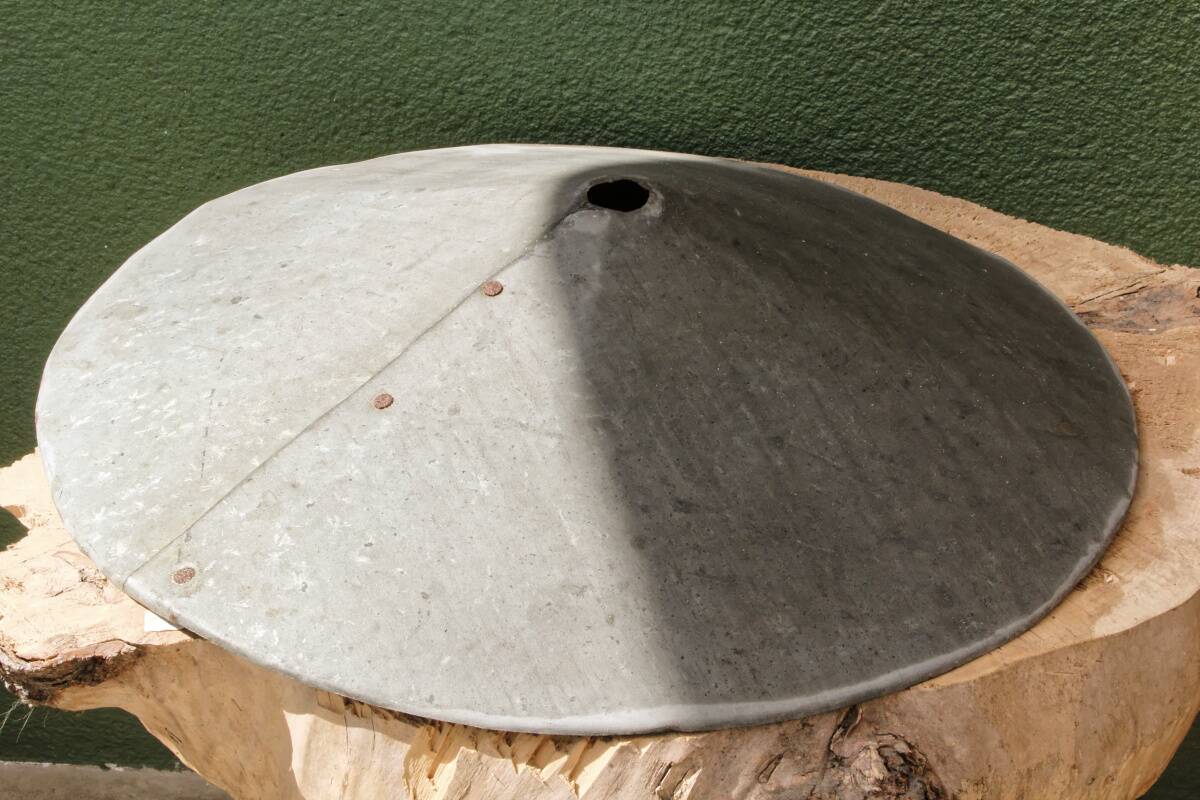 Riveted zinc lampshade, folk art