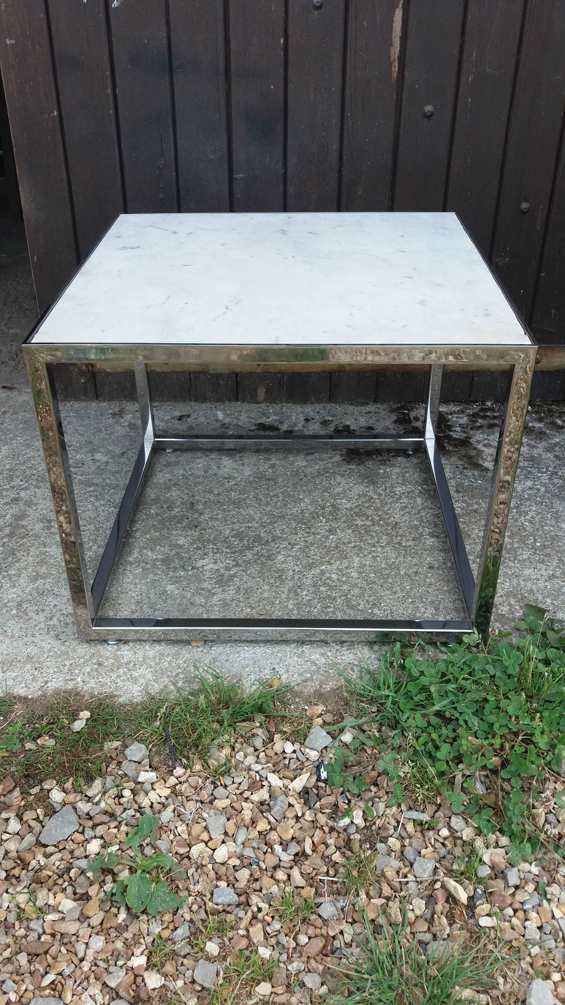 Marble and stainless steel coffee table