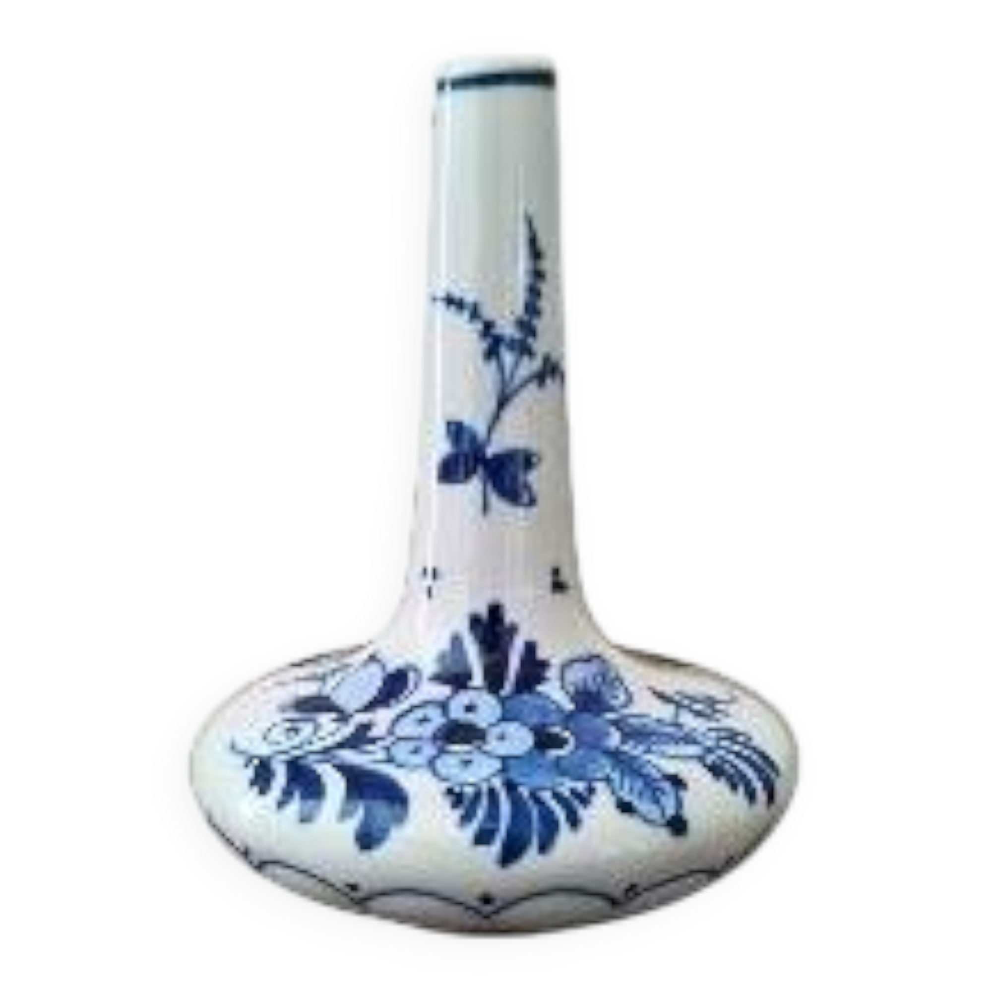 Petit vase / flacon de larmes en Delft bleu