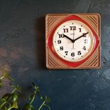Vintage ceramic clock silent wall clock square "Peter red brown"