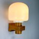 Scandinavian pine wood & opaline wall light – Denmark 1970s