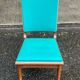 Scandinavian chair in solid oak and blue leather from the 1950s.