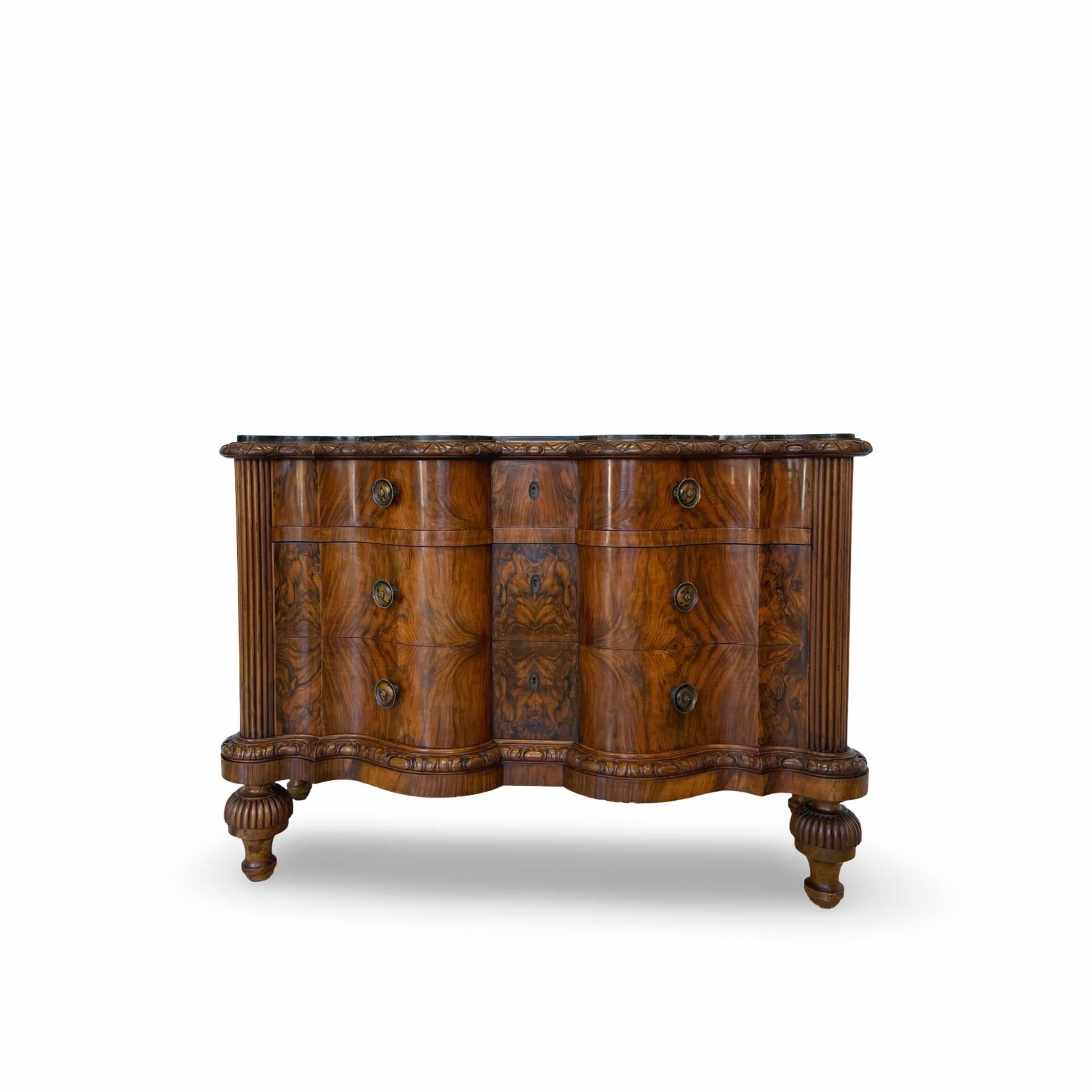 antique walnut serpentine commode