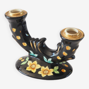 Double ceramic daffodil candleholder