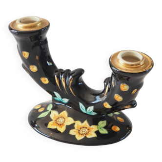 Double ceramic daffodil candleholder