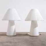 Lampes de table en forme de champignon en verre de Murano de grande taille et rares, années 1970